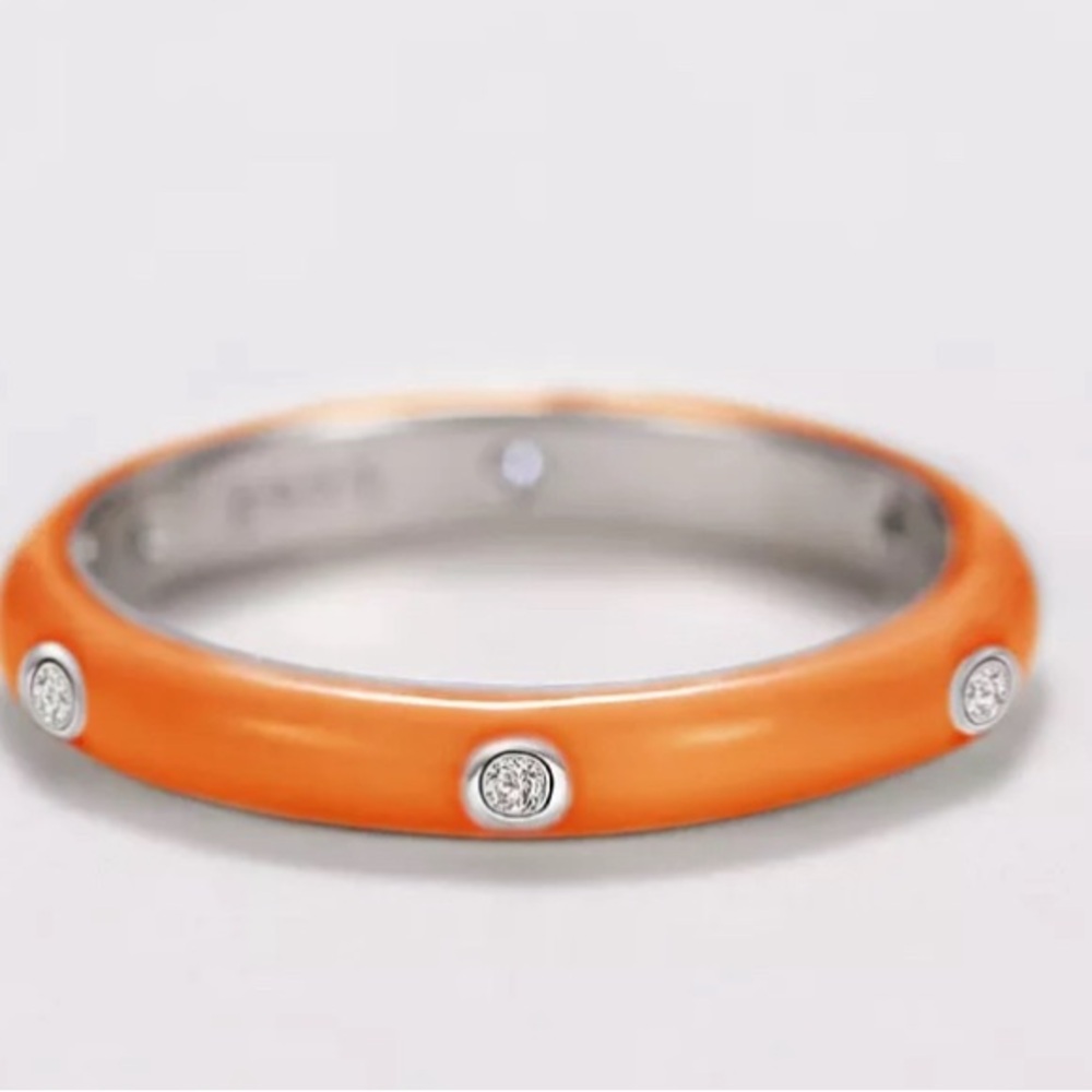 Women Fashion Orange 925 Silver Plated Ring Cubic Zircon size 9 ring